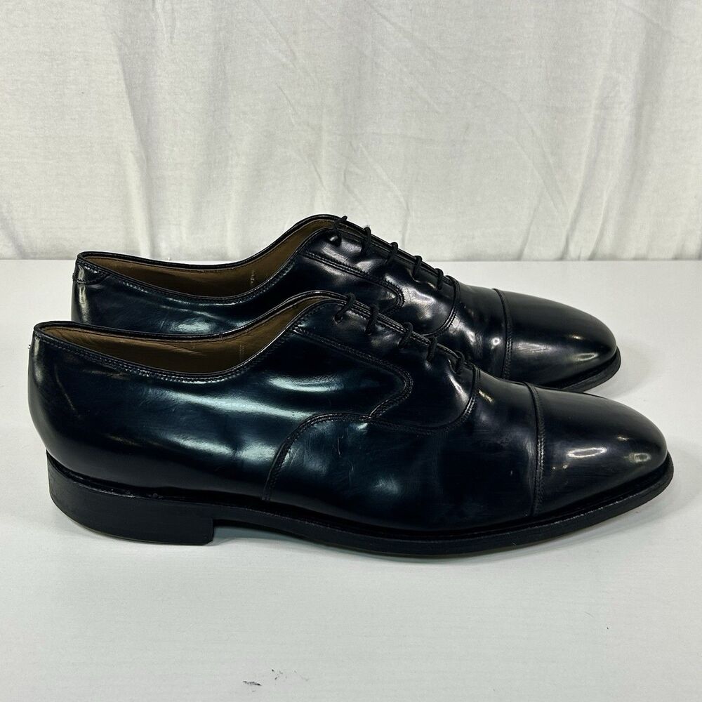 JOHNSTON MURPHY MENS SHOES 12D BLACK CAP TOE OXFORD OPTIMA/MELTON